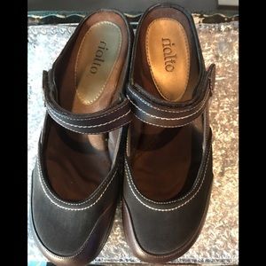 Rialto slip on Mules.Velcro strap Comfy like clogs